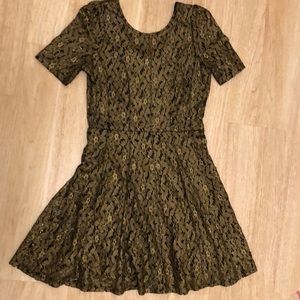 Black and Gold lace steam punk dress S